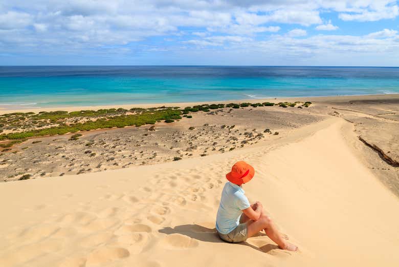 Observando el mar desde una playa