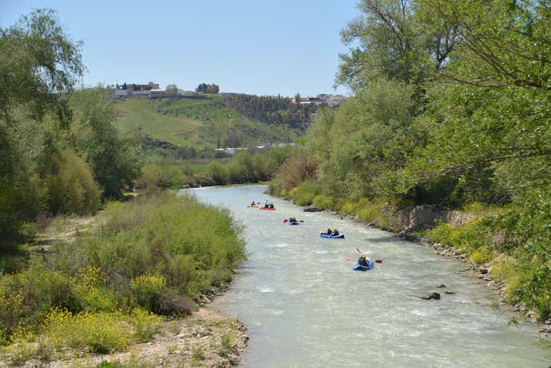 Navegando en kayak por el río Genil