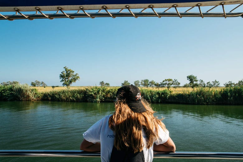 Disfrutando del paseo en barco por el Delta del Ebro