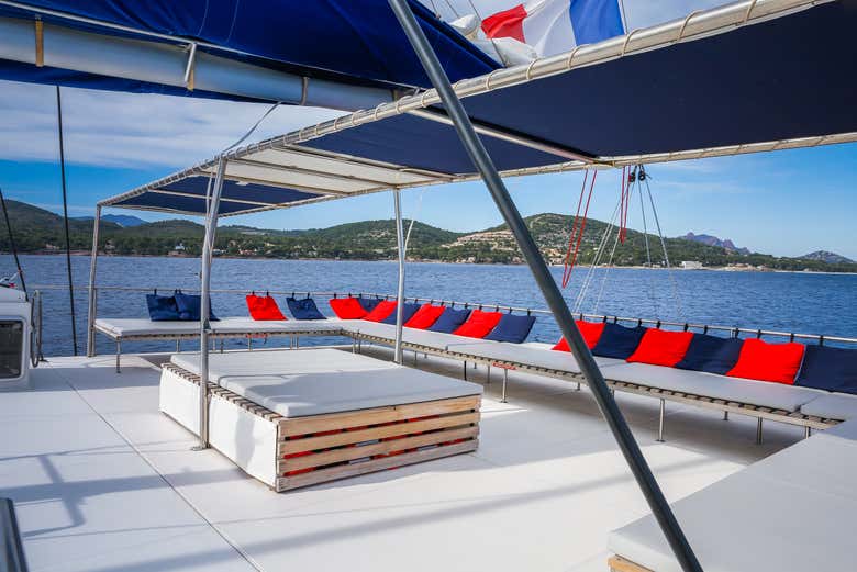 The deck of the catamaran