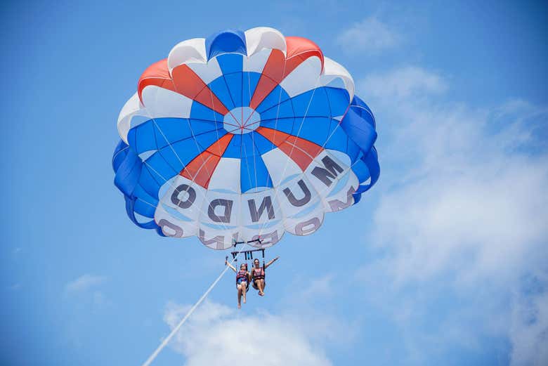 Enjoying parasailing!