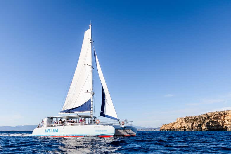 Enjoying a boat trip in the Mediterranean