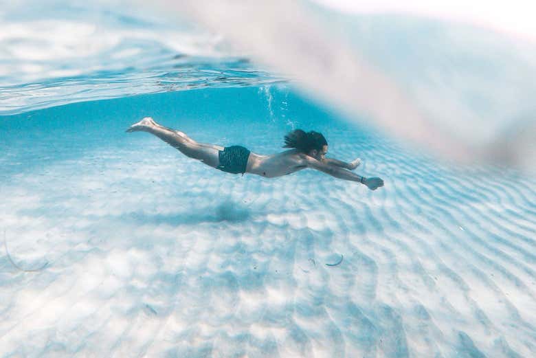 Taking a dip in Palma Bay
