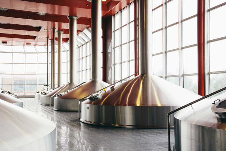 Visitando a fábrica de cerveja