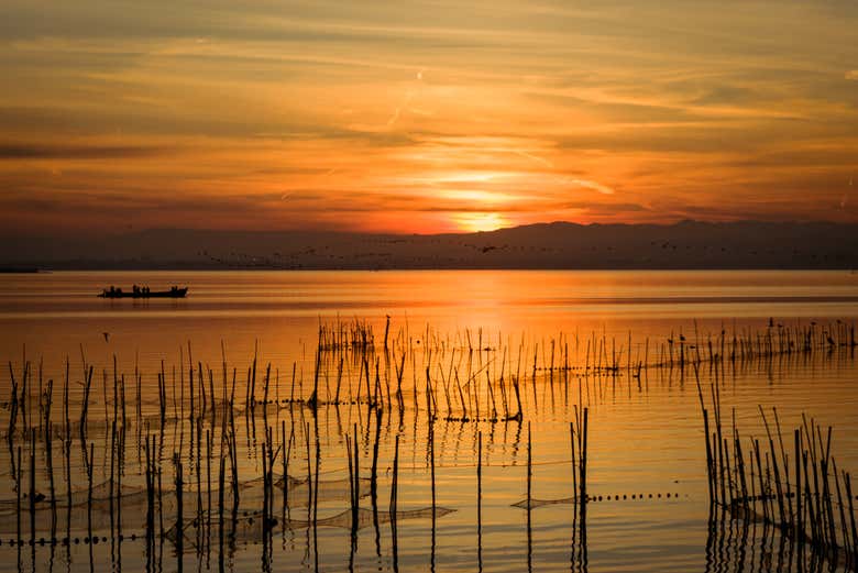 Puesta de sol en la Albufera de Valencia