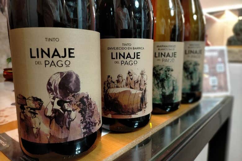 Bottiglie dei vino delle cantine Linaje del Pago