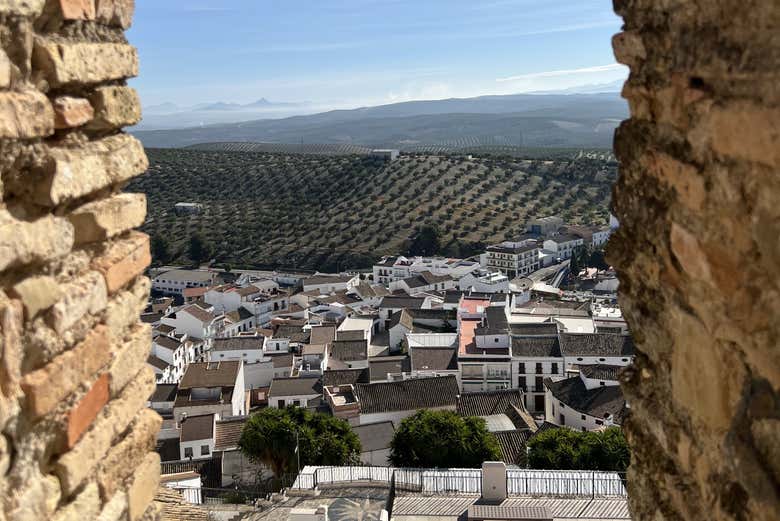 Admirando las vistas del pueblo desde el Castillo Ducal