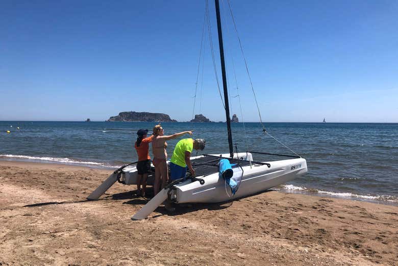 Preparando o catamarã