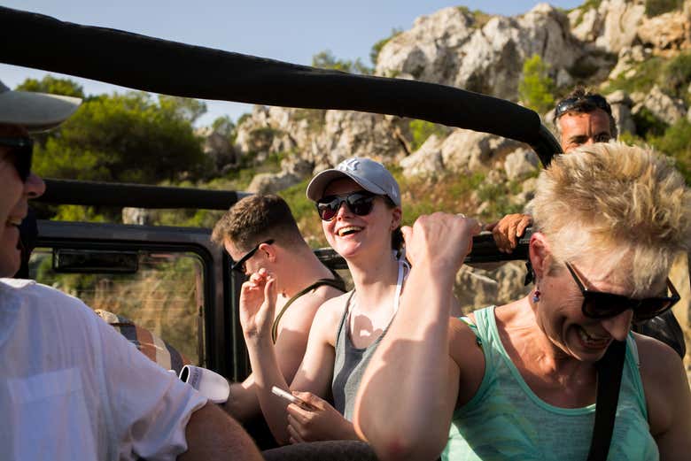 Having fun in the jeep