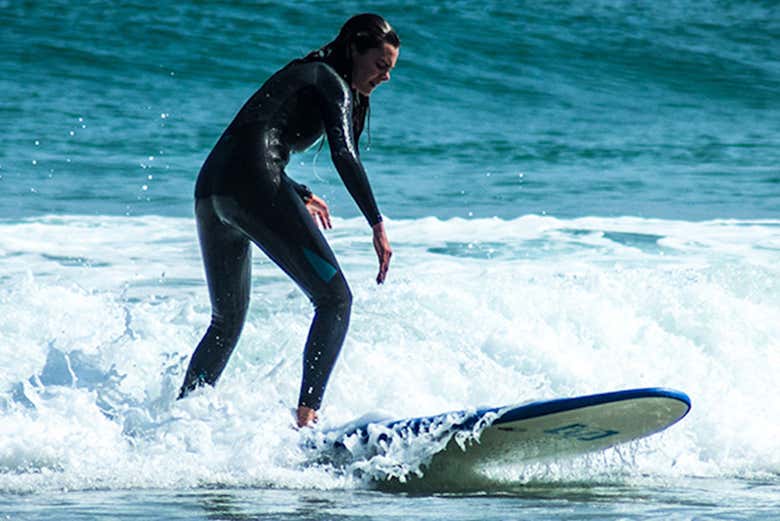 Riding on the ocean waves