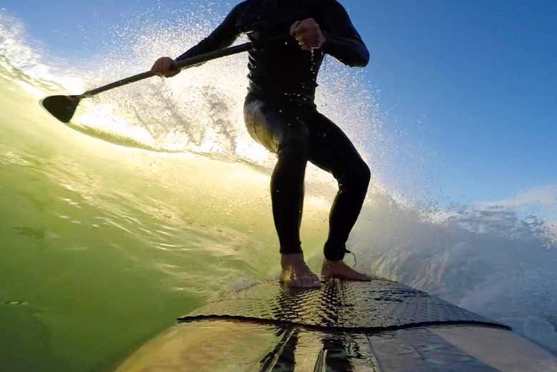 Paddle boarding off the coast of Fuengirola