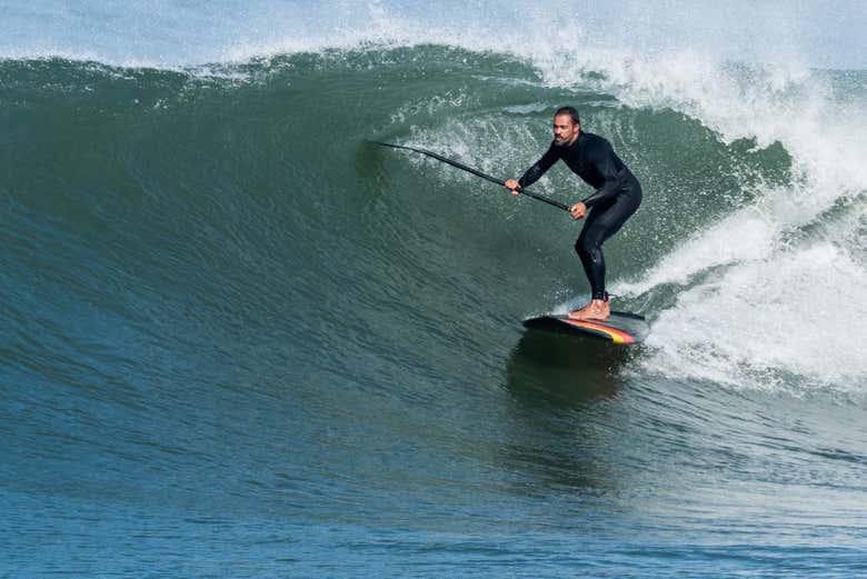 Surfing the waves in Fuengirola