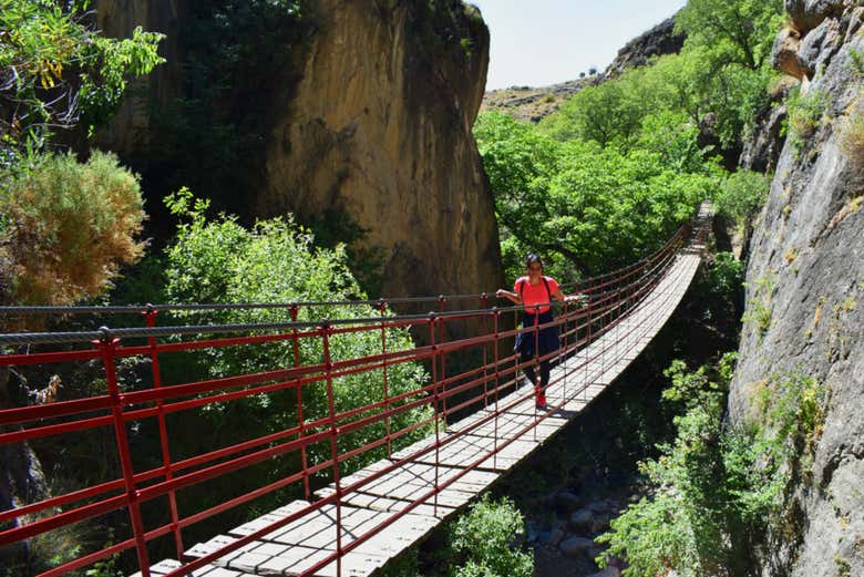 Puente colgante en los Cahorros de Monachil