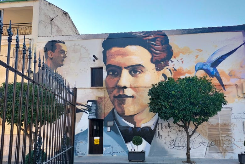 Mural decorativo na casa natal de Lorca em Fuente Vaqueros