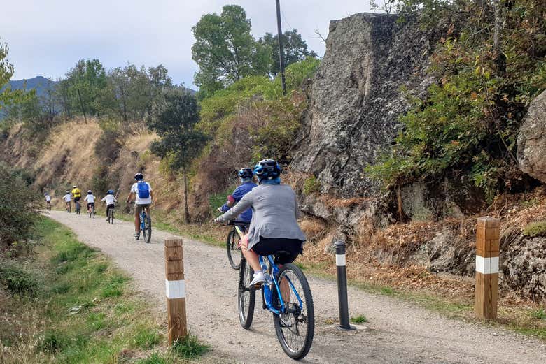 Durante o passeio de bicicleta por Hervás