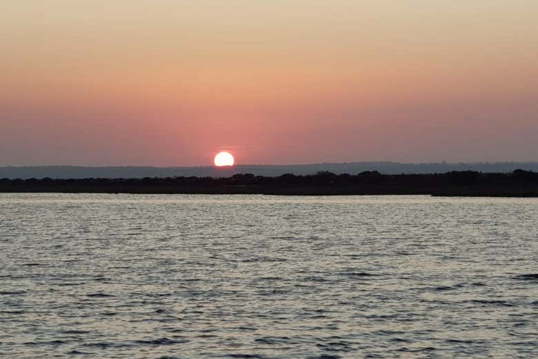 Puesta de sol en el barco