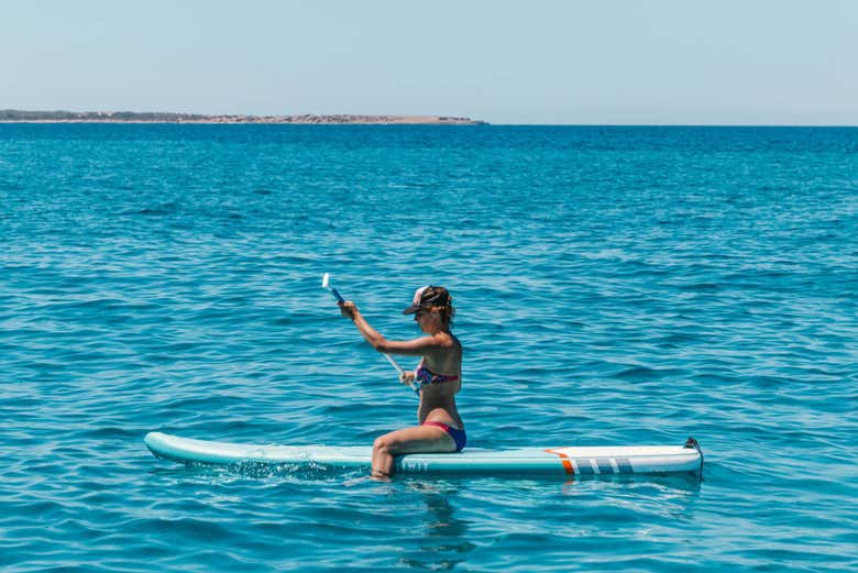 Sulla tavola da paddle surf