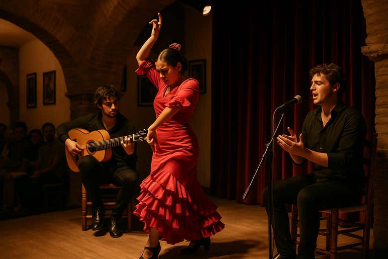 Una de las bailaoras en pleno espectáculo