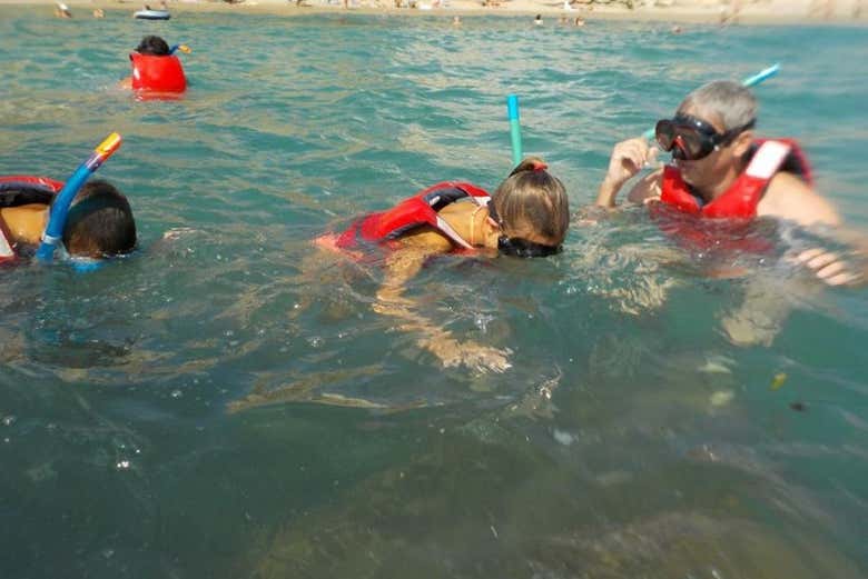Snorkelling outside the cave