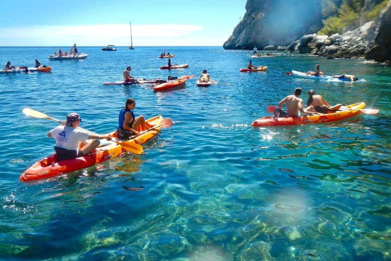 Paddling on crystal clear waters