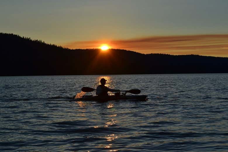 Kayaking at sunset