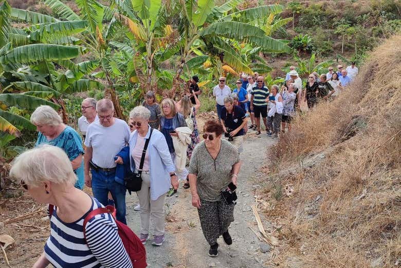 Siguiendo al guía en la finca