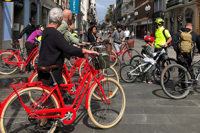 Desfrutando do tour de bicicleta por Las Palmas de Gran Canaria