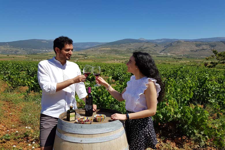 Couple dégustant du vin dans les vignobles du Cortijo El Cura