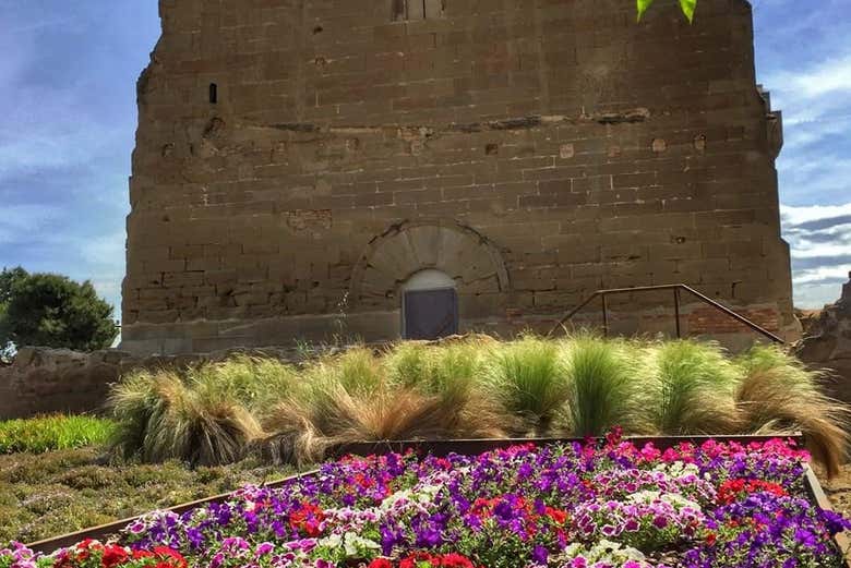 Fleurs dans la cour du château