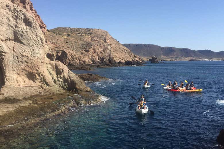 Kayaking around Los Escullos