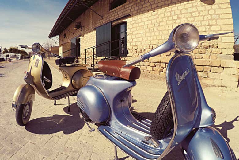 Vespas ready to begin the tour