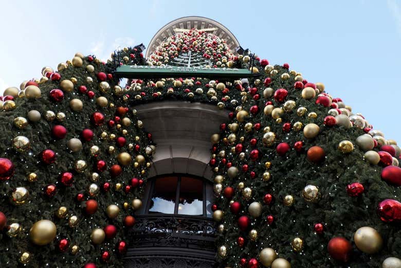 El árbol de Navidad de Canalejas visto desde abajo