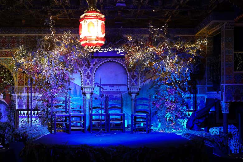 The decorated stage sets the ambiance