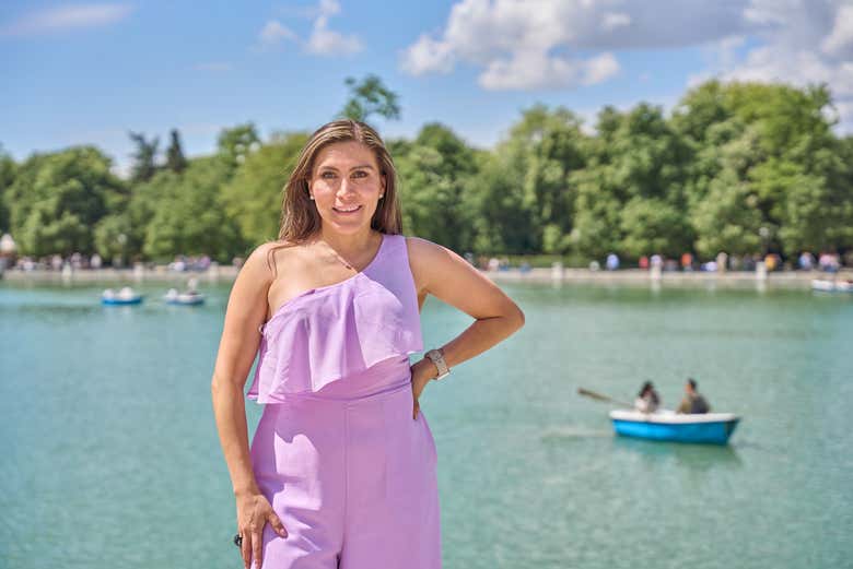Durante la sesión de fotos en El Retiro