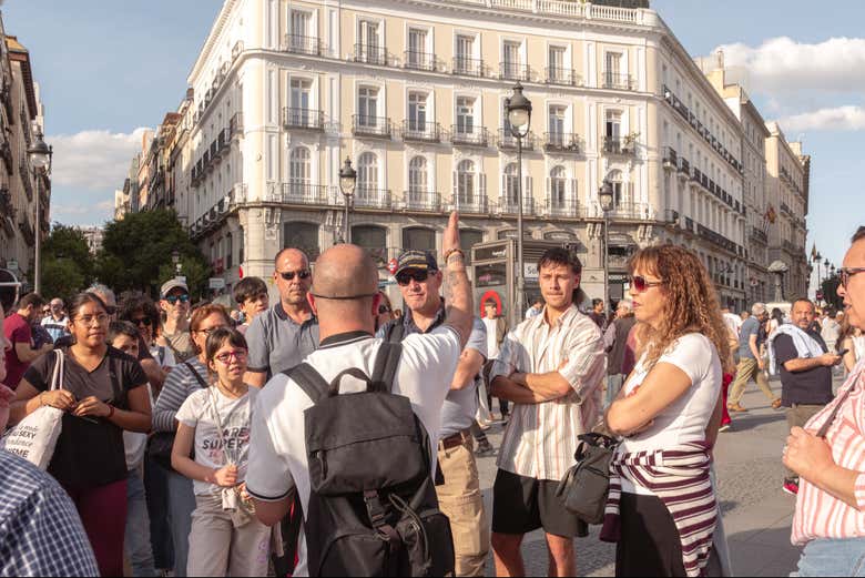 Durante la parada en la Puerta del Sol