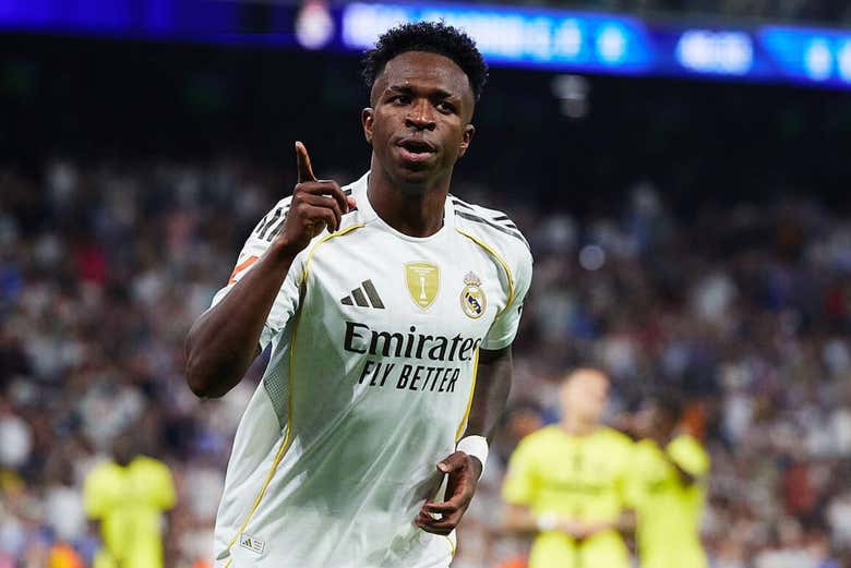 Vinícius Júnior celebrando un gol con el Real Madrid
