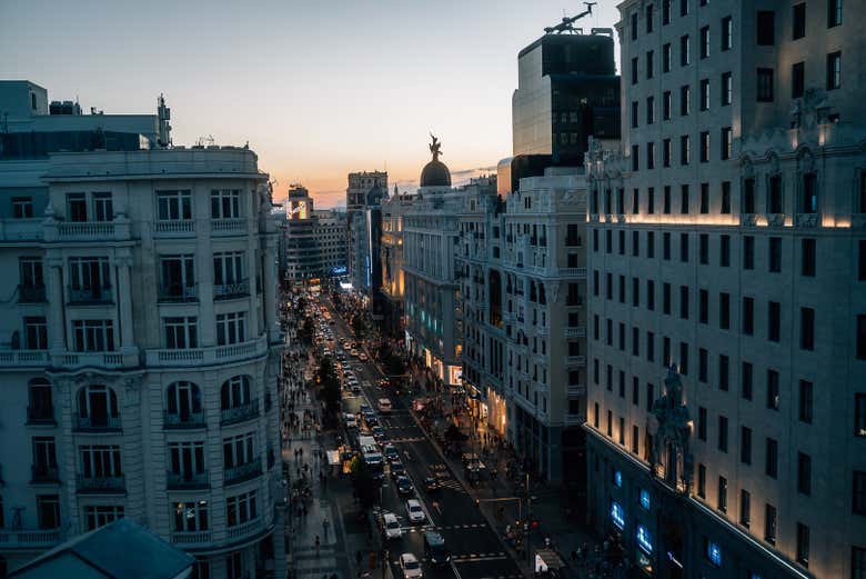 Views of Madrid at dusk