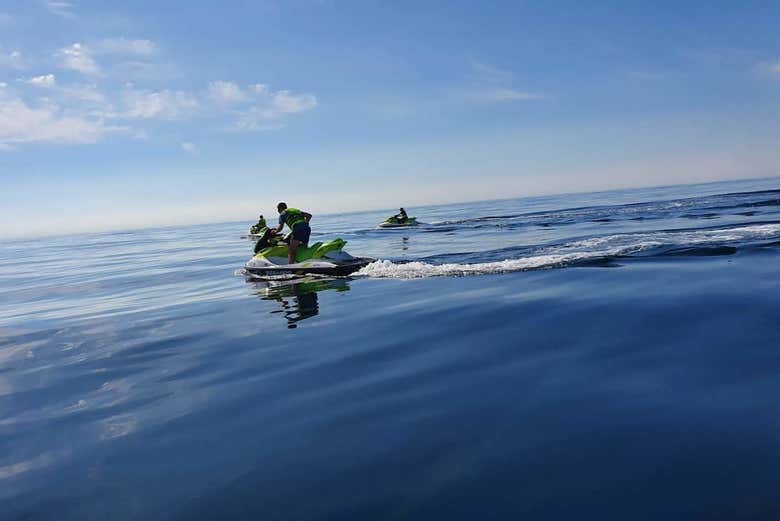 Desfrutando o tour de jet ski