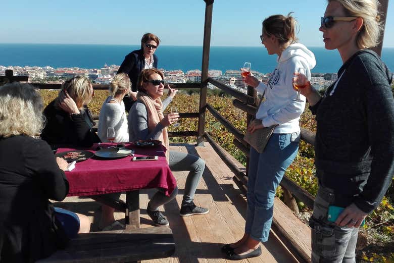 Degustando diferentes produtos no tour do vinho