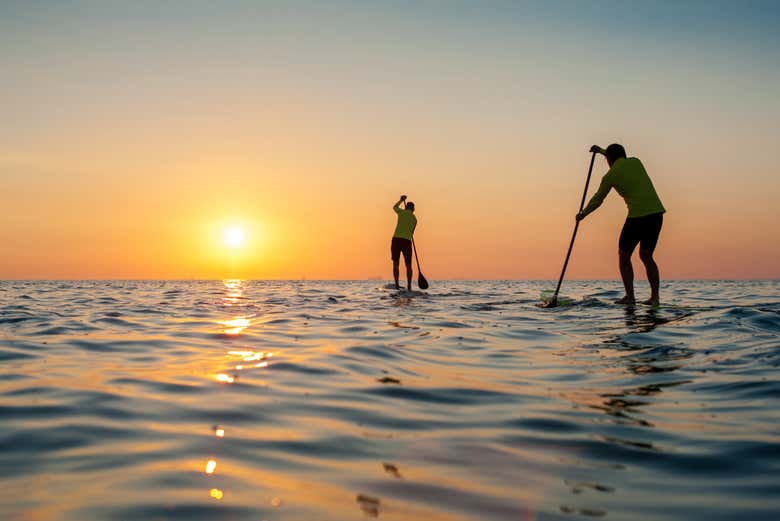 Paddle surfing in the Alboran Sea