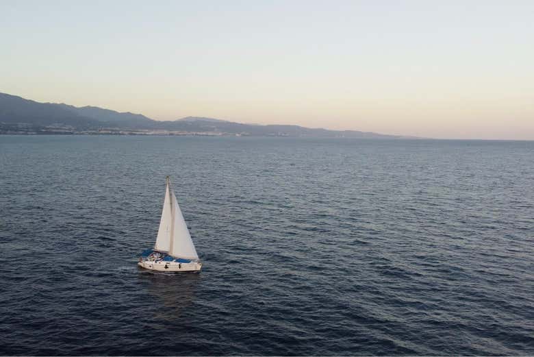 A view of our boat from a drone