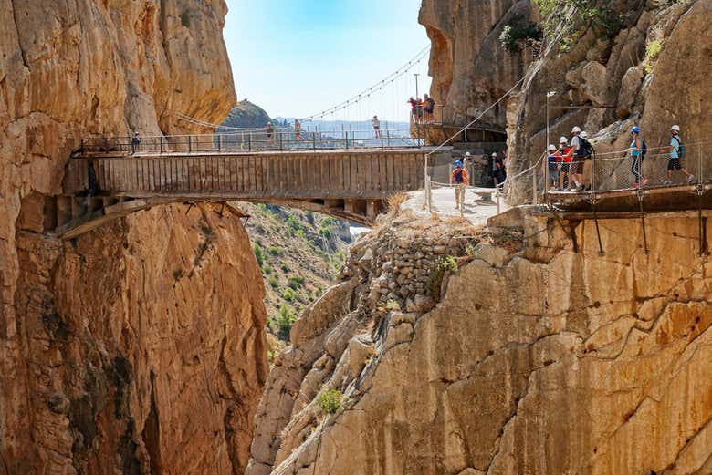 Puente colgante en el camino