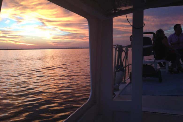 The beautiful sunset from the boat