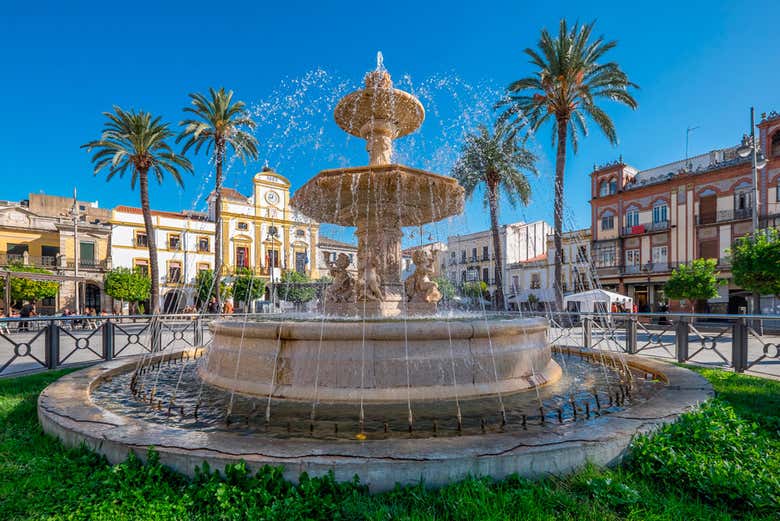 Plaza España en Mérida, cerca de la concatedral de Santa María