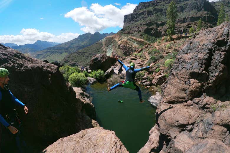 Haciendo barranquismo en el suroeste de Gran Canaria