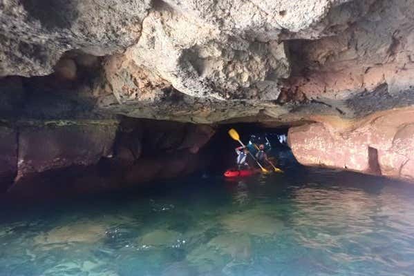 Kayaking through the caves