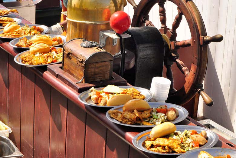 The onboard lunch during the pirate boat trip