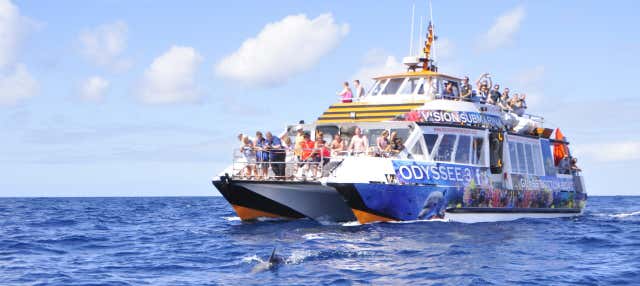 Passeio de barco com fundo de vidro