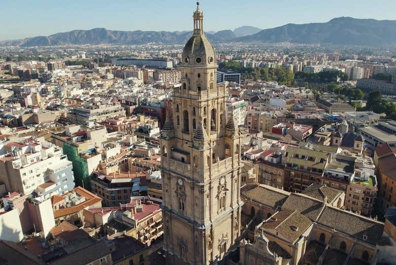 Marvel at the imposing bell tower of the Cathedral of Murcia