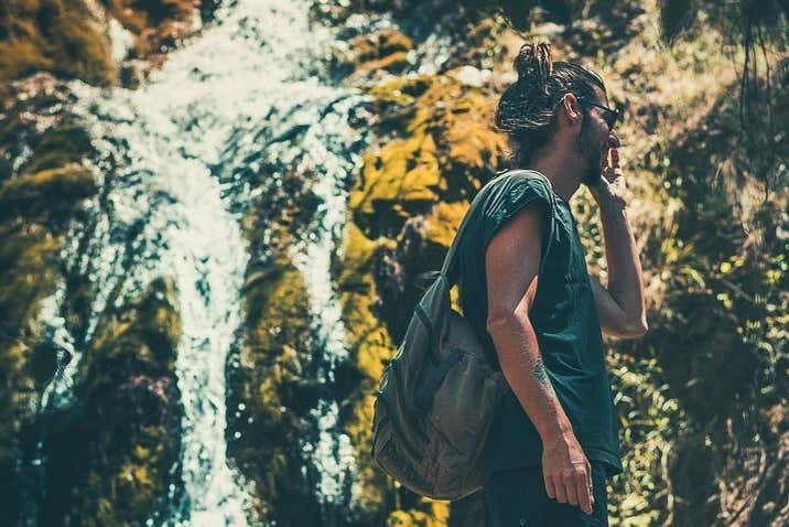 Admiring the waterfalls